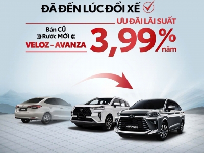 Khuyến mại cho khách hàng mua xe Vios, Veloz Cross, Avanza Premio và Yaris Cross